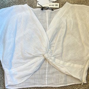 Zara Linen Twist front crop top